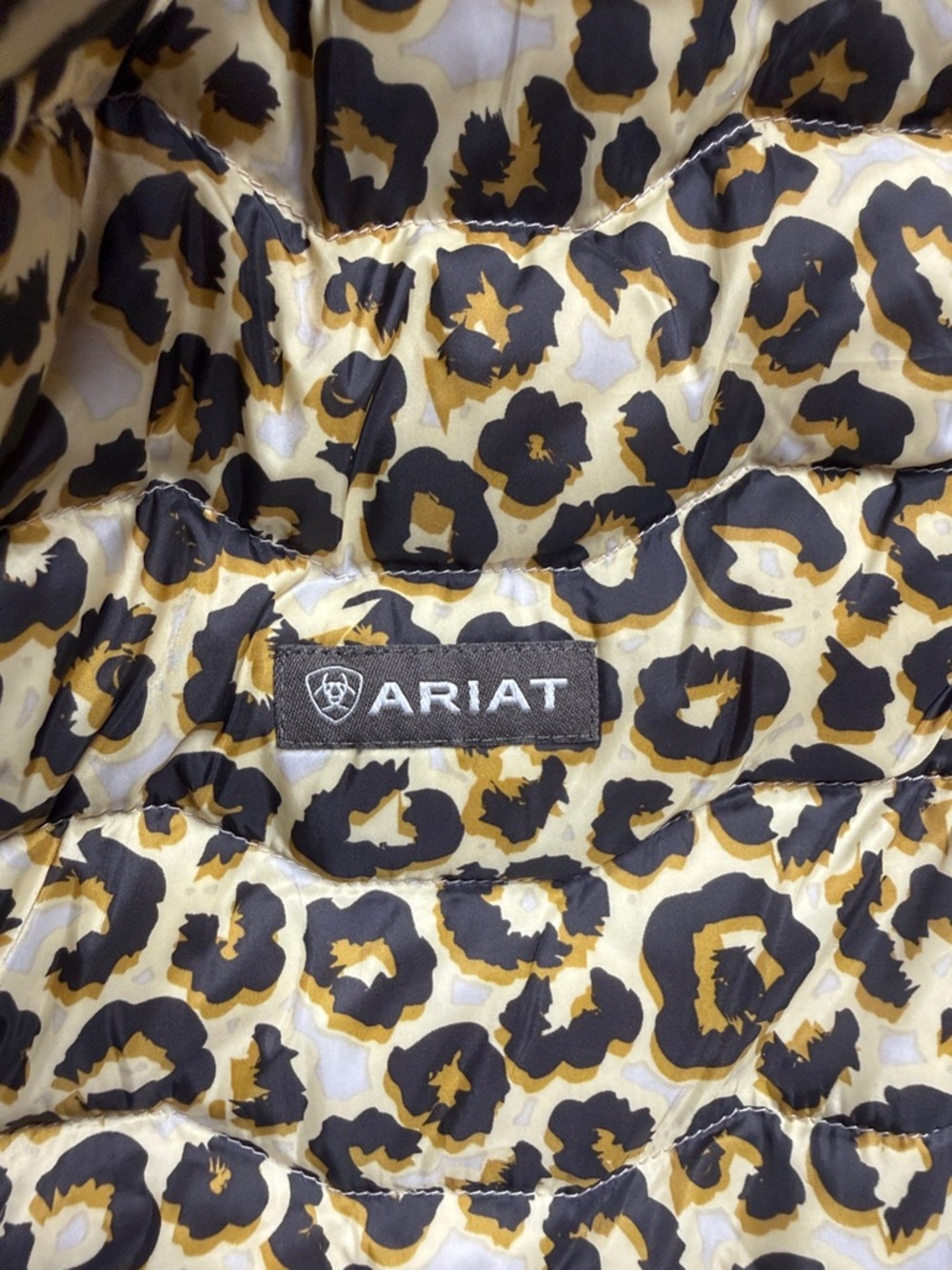 Ariat Leopard Print Quilted Vest in Tan and Black - Picture 5 of 11